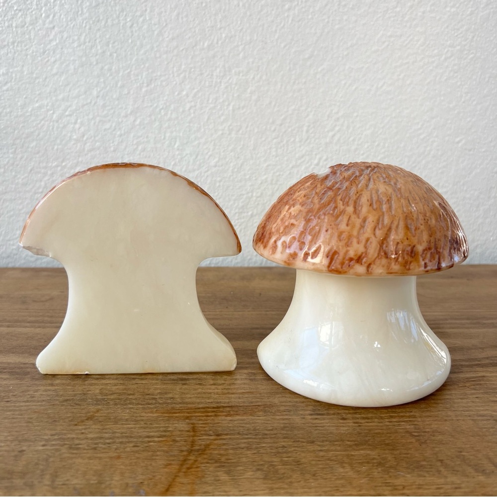 Vintage Mid Century Modern Marble Mushroom Bookends Textured Top MCM 60s/70s - Picture 6 of 11